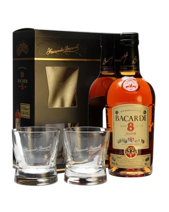 Bacardi 8 ans and 2 Glass Pack